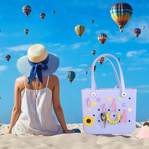 4Pcs Key Holder Set Charms for Bogg Bag,Insert Carabiners & Keychain Holders for Small & Large Beach Bags,Find Your Keys Quickly(White) in Saudi Arabia