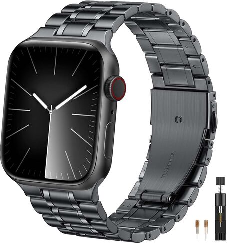 Compatible with Metal Apple Watch Bands for Men 46mm 45mm 49mm 44mm 42mm 41mm 40mm 38mm, Stainless Steel Strap for iWatch Bands for Men Series 10 9 8 7 6 5 SE Ultra 2 Black/Silver/Gold in Kuwait