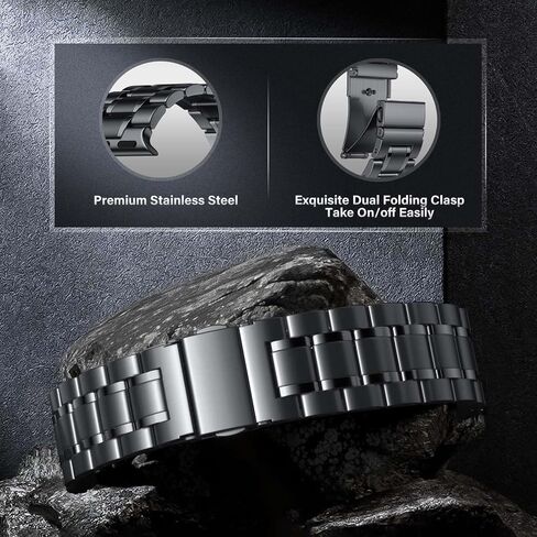 Compatible with Metal Apple Watch Bands for Men 46mm 45mm 49mm 44mm 42mm 41mm 40mm 38mm, Stainless Steel Strap for iWatch Bands for Men Series 10 9 8 7 6 5 SE Ultra 2 Black/Silver/Gold in Kuwait