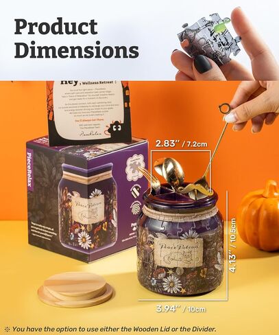 3D Puzzle Jar 64 Plastic Pieces for Adults - Witches Brew - Wooden Lid Container for Kitchen Dining Study Living Room No Glue Requied Small [BC1022] in Saudi Arabia