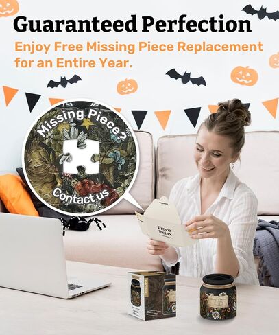 3D Puzzle Jar 64 Plastic Pieces for Adults - Witches Brew - Wooden Lid Container for Kitchen Dining Study Living Room No Glue Requied Small [BC1022] in Saudi Arabia