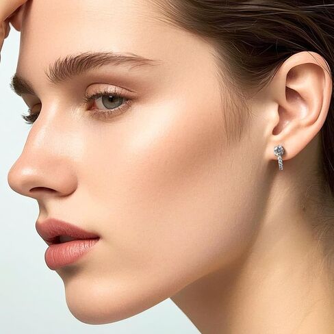 limerencia Hypoallergenic Titanium Stud Earrings, F136 Implant Grade Stud Fashion Cubic Zirconia Half U-Shaped Earrings for Women's Sensitive Ears in Kuwait