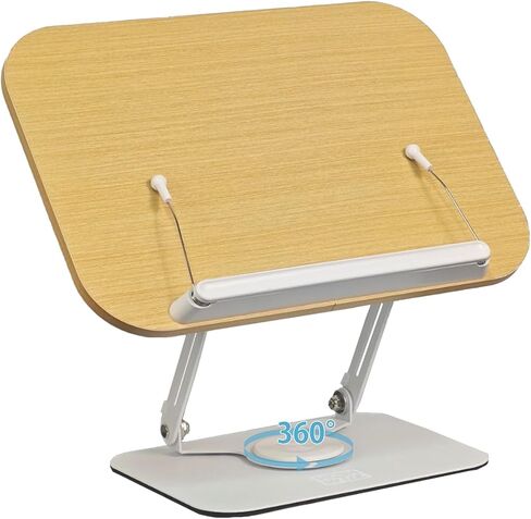 HCSH & Will Book Stand for Reading Book حامل الكتب القابل للتعديل مع 360 درجة قاعدة سطح المكتب قابلة للطي قابلة للطي لكتاب الطبخ ، الموسيقى ورقة ، كمبيوتر محمول ، وصفة ، كتاب مدرسي (لون الخشب الداكن) in Saudi Arabia