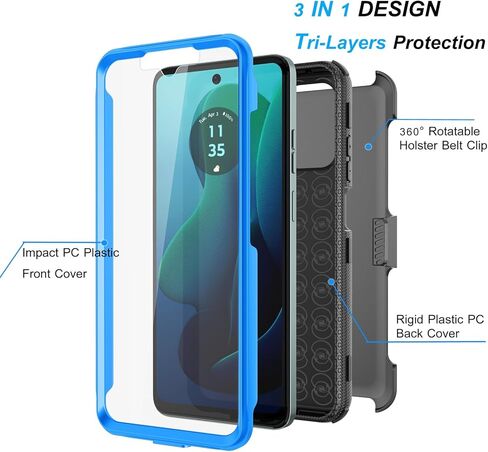 Njjex for Moto G 5G 2024 Case, for Motorola Moto G 5G 2024 Phone Holster Case, [Nbeck] Shockproof Heavy Duty Built-in Screen Protector Rugged Swivel Belt Clip Holster Kickstand Hard Cover [Black] in Kuwait