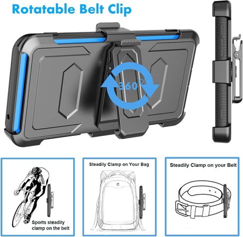 Njjex for Moto G 5G 2024 Case, for Motorola Moto G 5G 2024 Phone Holster Case, [Nbeck] Shockproof Heavy Duty Built-in Screen Protector Rugged Swivel Belt Clip Holster Kickstand Hard Cover [Black] in Kuwait