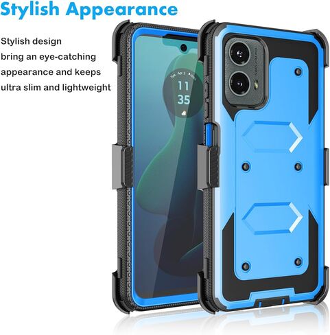 Njjex for Moto G 5G 2024 Case, for Motorola Moto G 5G 2024 Phone Holster Case, [Nbeck] Shockproof Heavy Duty Built-in Screen Protector Rugged Swivel Belt Clip Holster Kickstand Hard Cover [Black] in Kuwait