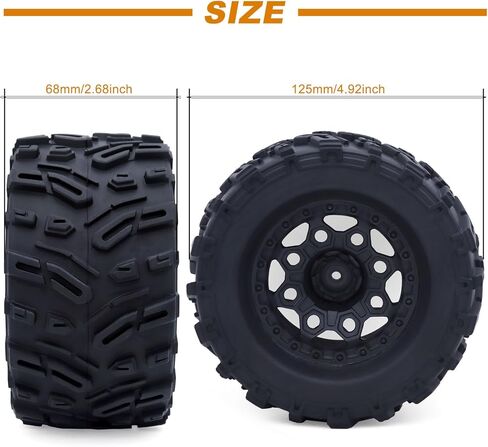 RC Truck 2.8 "Tires and Wheel Rim 12mm Hex Compatible for1/10 HPI HSP Savage XS TM Flux ARRMA 1/10 Gorgon KDM.Racing Successor HNR H9801 Mars Off Road Monster,2Pack in Kuwait