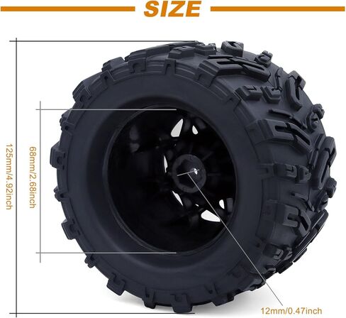 RC Truck 2.8 "Tires and Wheel Rim 12mm Hex Compatible for1/10 HPI HSP Savage XS TM Flux ARRMA 1/10 Gorgon KDM.Racing Successor HNR H9801 Mars Off Road Monster,2Pack in Kuwait