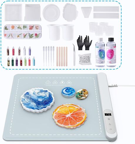 حصيرة تسخين من الراتنج، وسادة تسخين من السيليكون من الجرافين لصب قوالب الراتنج، تسخين موحد وعلاج سريع لمدة ساعتين وآلة تجفيف معالجة الراتنج ذات الإيقاف التلقائي مع مؤقت (باستثناء مواد الراتنج والقوالب) in Kuwait