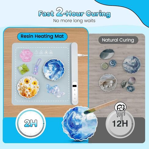 حصيرة تسخين من الراتنج، وسادة تسخين من السيليكون من الجرافين لصب قوالب الراتنج، تسخين موحد وعلاج سريع لمدة ساعتين وآلة تجفيف معالجة الراتنج ذات الإيقاف التلقائي مع مؤقت (باستثناء مواد الراتنج والقوالب) in Kuwait