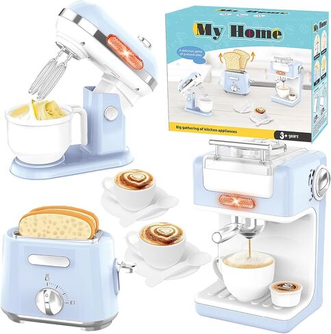 ألعاب أجهزة المطبخ ايه هوم، مجموعة ملحقات المطبخ للعب، ألعاب المطبخ التظاهري مع صانع القهوة، خلاط، محمصة مع أضواء وأصوات واقعية، مجموعة ألعاب مطبخ للأطفال للفتيات والأولاد من عمر 3 إلى 8 سنوات in Kuwait