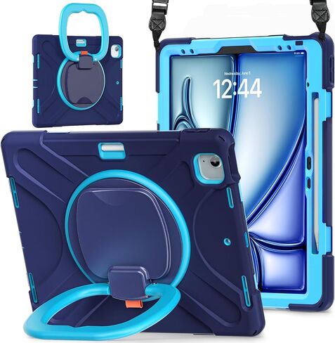 SCSVPN Case for iPad Air 13 inch M4/M3/M2 (2026/2025/2024) & iPad Pro 12.9 Case 6th/5th/4th/3rd Gen 2022 2021 2020 2018, Protective Cover with Pencil Holder-Stand-Handle-Shoulder Strap, Emerald Green in Saudi Arabia