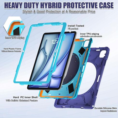 SCSVPN Case for iPad Air 13 inch M4/M3/M2 (2026/2025/2024) & iPad Pro 12.9 Case 6th/5th/4th/3rd Gen 2022 2021 2020 2018, Protective Cover with Pencil Holder-Stand-Handle-Shoulder Strap, Emerald Green in Saudi Arabia