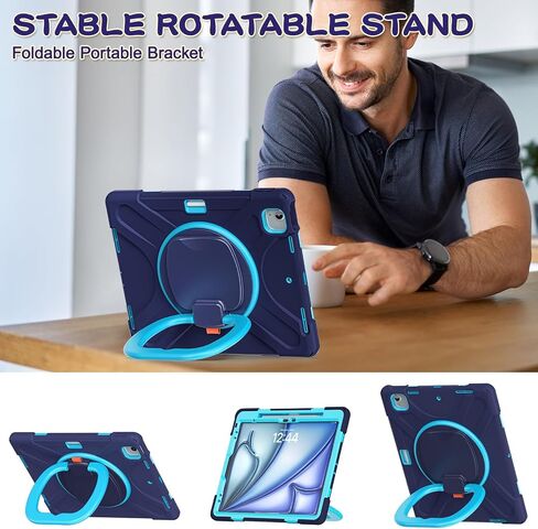 SCSVPN Case for iPad Air 13 inch M4/M3/M2 (2026/2025/2024) & iPad Pro 12.9 Case 6th/5th/4th/3rd Gen 2022 2021 2020 2018, Protective Cover with Pencil Holder-Stand-Handle-Shoulder Strap, Emerald Green in Saudi Arabia