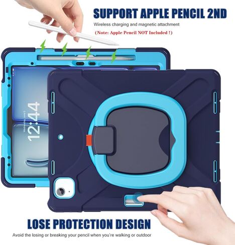 SCSVPN Case for iPad Air 13 inch M4/M3/M2 (2026/2025/2024) & iPad Pro 12.9 Case 6th/5th/4th/3rd Gen 2022 2021 2020 2018, Protective Cover with Pencil Holder-Stand-Handle-Shoulder Strap, Emerald Green in Saudi Arabia