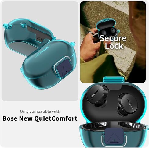 [قفل آمن] لحالة أذن Bose New Headcomfort ، غلاف حالة واقية من TPU واضحة لـ TPU لـ Bose New QuietComfort مع مجموعة Cleaning Kit & Keychain & Lanyard (Clear Gray) in Kuwait