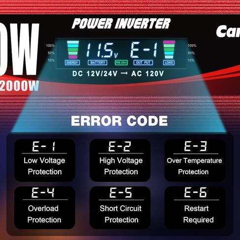 1000W/2000W (ذروة) عاكس قوة السيارة DC 12V/24V إلى 110 فولت AC مع عرض LCD منافذ AC Dual in Kuwait