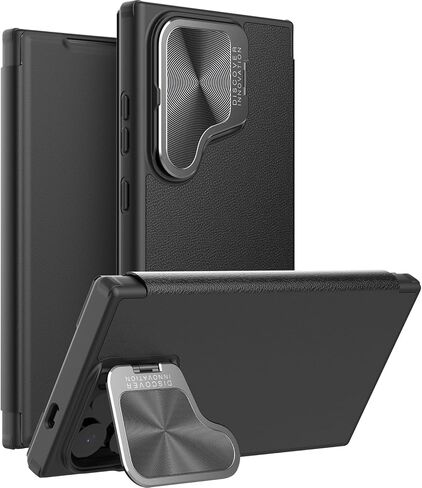 Nillkin for Samsung Galaxy S25 Ultra Wallet Case مع غطاء الكاميرا ، [حماية العدسة] Premium Leather Slim Slim Slichproof Hard Cover Flip Flip Flip for Galaxy S25 Ultra 6.8 '' Black in Kuwait