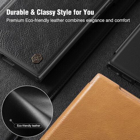 Nillkin for Samsung Galaxy S25 Ultra Wallet Case مع غطاء الكاميرا ، [حماية العدسة] Premium Leather Slim Slim Slichproof Hard Cover Flip Flip Flip for Galaxy S25 Ultra 6.8 '' Black in Kuwait