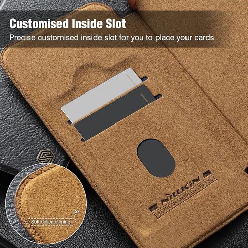 Nillkin for Samsung Galaxy S25 Ultra Wallet Case مع غطاء الكاميرا ، [حماية العدسة] Premium Leather Slim Slim Slichproof Hard Cover Flip Flip Flip for Galaxy S25 Ultra 6.8 '' Black in Kuwait