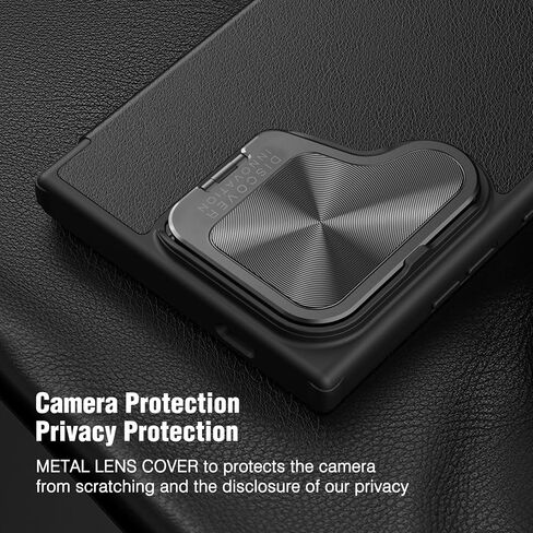 Nillkin for Samsung Galaxy S25 Ultra Wallet Case مع غطاء الكاميرا ، [حماية العدسة] Premium Leather Slim Slim Slichproof Hard Cover Flip Flip Flip for Galaxy S25 Ultra 6.8 '' Black in Kuwait