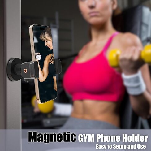 Magnetic Phone Holder for Gym,Gym Magnetic Phone Holder Mount,Essential Fitness Equipment for Gyms,360 Degree Adjustable,Compatible with 4-7" Smartphones (GMPH-02) in Kuwait