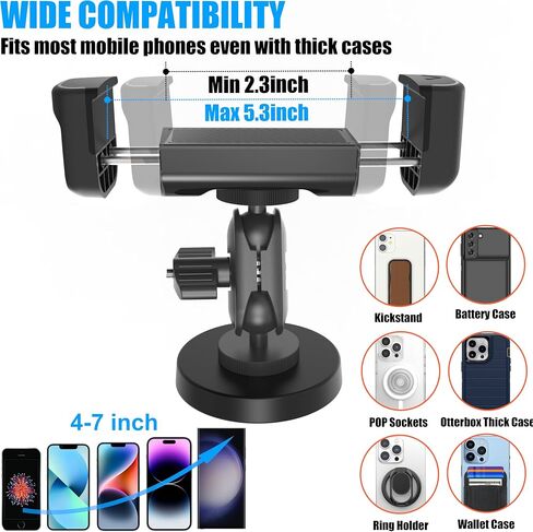 Magnetic Phone Holder for Gym,Gym Magnetic Phone Holder Mount,Essential Fitness Equipment for Gyms,360 Degree Adjustable,Compatible with 4-7" Smartphones (GMPH-02) in Kuwait