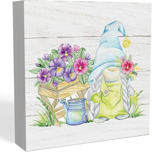 Spring Decor, Spring Decorations for Home Office, Spring Decorations, Fresh Lavender Gnome Spring Wood Sign, 5 X 5 Inch in Saudi Arabia