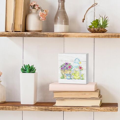 Spring Decor, Spring Decorations for Home Office, Spring Decorations, Fresh Lavender Gnome Spring Wood Sign, 5 X 5 Inch in Saudi Arabia