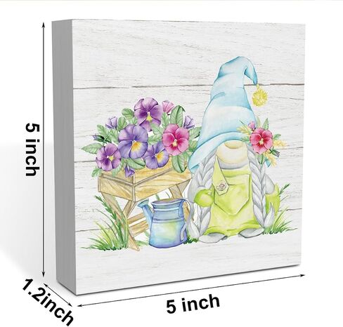 Spring Decor, Spring Decorations for Home Office, Spring Decorations, Fresh Lavender Gnome Spring Wood Sign, 5 X 5 Inch in Saudi Arabia