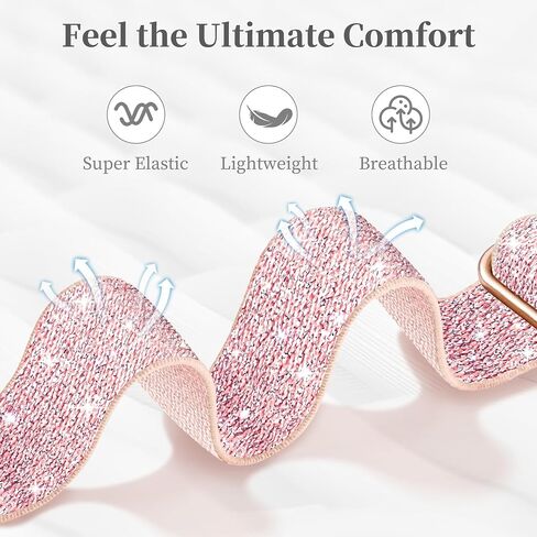 Wipalor Slim Sparkly Stretchy Band Fit Bling Bling Apple Watch Bands for Women 42mm 41mm 40mm 40mm 38mm ، Sport Sport Think Nylon Iwatch Bands for Glitter iPhone Watch Bands Series 10 9 8 7 6 5 4 3 2 1 Se-Black in Kuwait