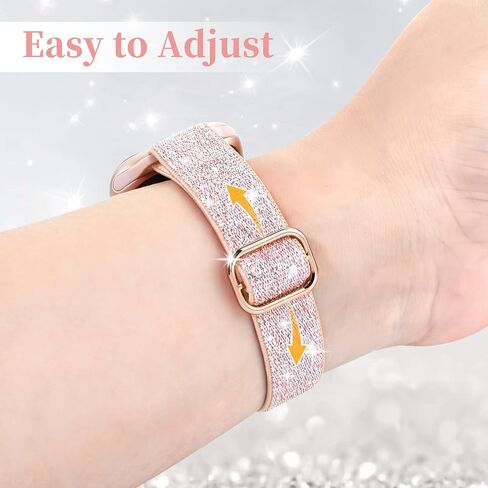 Wipalor Slim Sparkly Stretchy Band Fit Bling Bling Apple Watch Bands for Women 42mm 41mm 40mm 40mm 38mm ، Sport Sport Think Nylon Iwatch Bands for Glitter iPhone Watch Bands Series 10 9 8 7 6 5 4 3 2 1 Se-Black in Kuwait