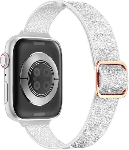 Wipalor Slim Sparkly Stretchy Band Fit Bling Bling Apple Watch Bands for Women 42mm 41mm 40mm 40mm 38mm ، Sport Sport Think Nylon Iwatch Bands for Glitter iPhone Watch Bands Series 10 9 8 7 6 5 4 3 2 1 Se-Black in Kuwait