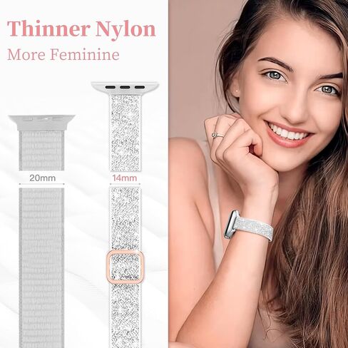 Wipalor Slim Sparkly Stretchy Band Fit Bling Bling Apple Watch Bands for Women 42mm 41mm 40mm 40mm 38mm ، Sport Sport Think Nylon Iwatch Bands for Glitter iPhone Watch Bands Series 10 9 8 7 6 5 4 3 2 1 Se-Black in Kuwait
