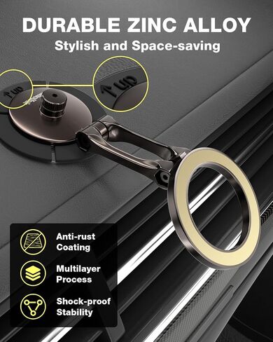 Smolink Magnetic Car Phone Holder, for Magsafe Car Mount Never Drop, Universal 360°Pro Adjustable Car Phone Holder Mount for iPhone 16 Pro Max 15 14 13 Series All Phones, Grey in Kuwait