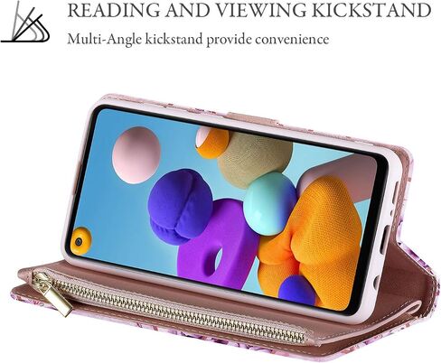 UEEBAI Wallet Case for Samsung Galaxy S25 Ultra 5G, PU Leather Case Magnetic Closure Handbag Zipper Pocket Case Kickstand Card Slots with Hand Strap Rose Flip Case for Women - Bling Rose Gold in Kuwait