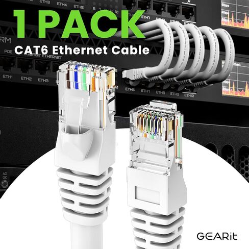 GEERIT CAT 6 Ethernet Cable (1 pack 50 ver) CAT6 PATCH ، 10 جيجابت في الثانية ، RJ45 ، الحبل غير المرغوب فيه ، الموصلات المطلية بالذهب ، الإنترنت للكمبيوتر الشخصي ، التلفزيون ، الجهاز اللوحي ، جهاز التوجيه ، الطابعة ، الخوادم ، مركز بيانات تكنولوجيا المعل in Kuwait