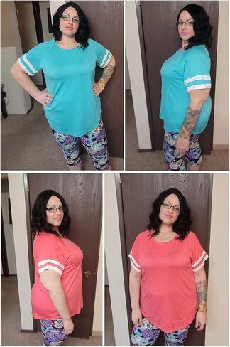 RITERA Women Plus Size Tops Summer Short Sleeve Crewround Neck Rgalan Colorblock Tunic Oversized Tshirt Oversized Casual Blouse Fashion Cute Shirts Loose Fit Henley Shirt Blue 3X 3XL 22W 24W in Saudi Arabia