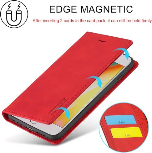 QLTYPRI Wallet Case for iPhone SE 2022 5G/SE 2020/8/7,Classic Matte Vintage PU Leather Card Slot Kickstand Magnetic Closure Shockproof Flip Cover for iPhone 7/8/SE2/SE3 - Black in Kuwait