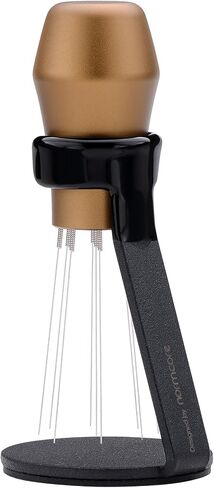 أداة توزيع WDT Normcore مع Stand V3 ، تقنية توزيع WEISS ، 9 Prong Needle Espresso Eritrer ، مقبض خشب الجوز الأمريكي in Kuwait
