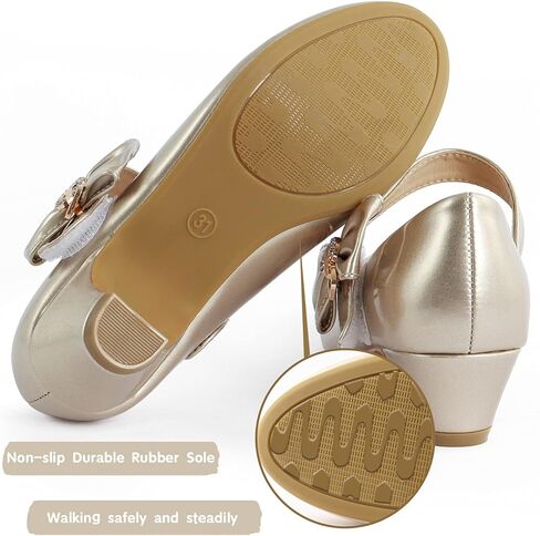 ADAMUMU Girls Low Heel Shoes PU Dress Shoes for Wedding(Little Big Kids) in Saudi Arabia