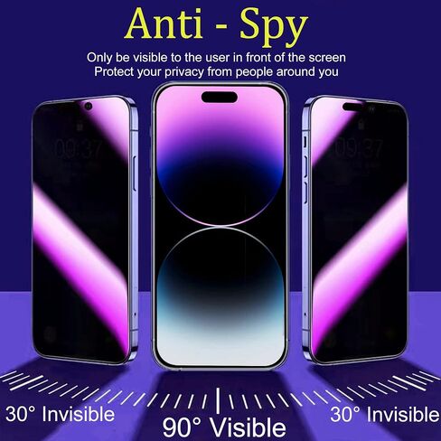2 حزمة واقي شاشة شاشة الخصوصية متوافق مع iPhone 13 Pro Max ومتوافق مع iPhone 14 بالإضافة إلى مرآة حماية العيون المضادة للضوء الأزرق ، التدرج الزجاجي المقسّر ملون مضاد للتجسس in Kuwait