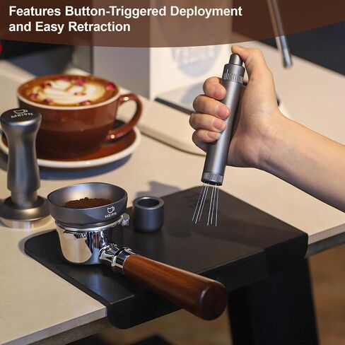 أداة توزيع Meion قابلة للسحب WDT Espresso Tool Espresso Estriprer ، 0.35 مم 6 إبر موزع القهوة مع 6 إبر قابلة للاستبدال ، وملحقات آلة الإسبريسو لباريستا (أسود ، V2) in Kuwait