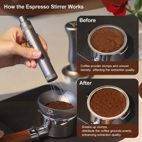 أداة توزيع Meion قابلة للسحب WDT Espresso Tool Espresso Estriprer ، 0.35 مم 6 إبر موزع القهوة مع 6 إبر قابلة للاستبدال ، وملحقات آلة الإسبريسو لباريستا (أسود ، V2) in Kuwait