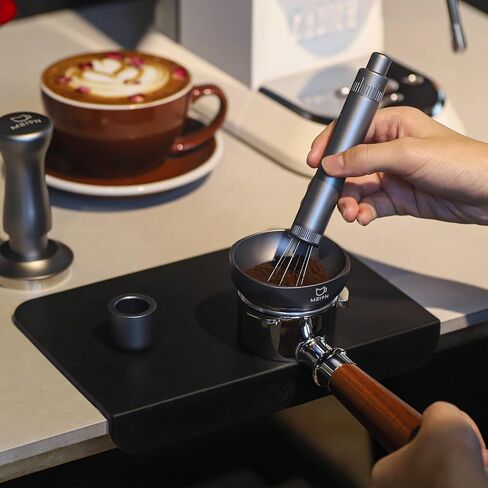 أداة توزيع Meion قابلة للسحب WDT Espresso Tool Espresso Estriprer ، 0.35 مم 6 إبر موزع القهوة مع 6 إبر قابلة للاستبدال ، وملحقات آلة الإسبريسو لباريستا (أسود ، V2) in Kuwait