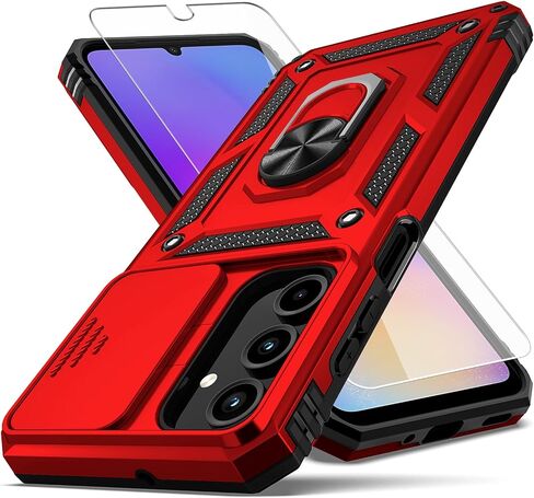 for Samsung Galaxy A16 5G Case,with Camera Lens Cover HD Screen Protector,[Military Grade] Ring Car Mount Kickstand Hybrid Hard PC Soft TPU Shockproof Protective Case for Galaxy A16 5G, Blue in Kuwait