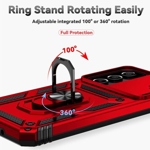 for Samsung Galaxy A16 5G Case,with Camera Lens Cover HD Screen Protector,[Military Grade] Ring Car Mount Kickstand Hybrid Hard PC Soft TPU Shockproof Protective Case for Galaxy A16 5G, Blue in Kuwait
