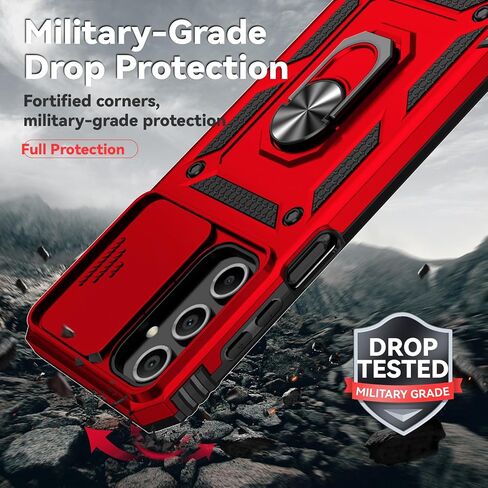 for Samsung Galaxy A16 5G Case,with Camera Lens Cover HD Screen Protector,[Military Grade] Ring Car Mount Kickstand Hybrid Hard PC Soft TPU Shockproof Protective Case for Galaxy A16 5G, Blue in Kuwait