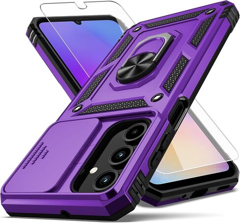 for Samsung Galaxy A16 5G Case,with Camera Lens Cover HD Screen Protector,[Military Grade] Ring Car Mount Kickstand Hybrid Hard PC Soft TPU Shockproof Protective Case for Galaxy A16 5G, Blue in Kuwait