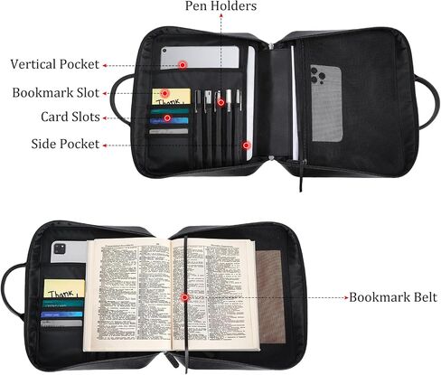 Polare Full Grain Leather Bible Cover Carrying Book Case Large Church Bag Crossbody Bible Protective Book Holder Folder Organizer Portfolio for Men in Kuwait